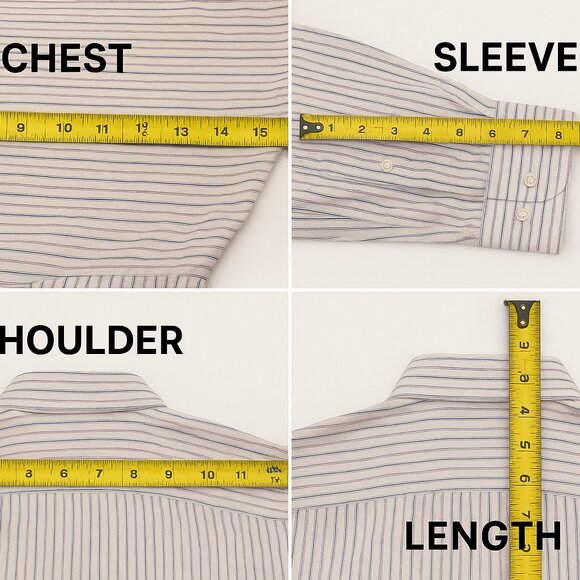 Banana Republic Dress Shirt Classic Fit XL 17 -17 1/2 Blue Stripe No Iron MS83 - Picture 3 of 5